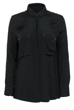 IRO - Black Oversized Button-Up Blouse w/ Studs Sz 8