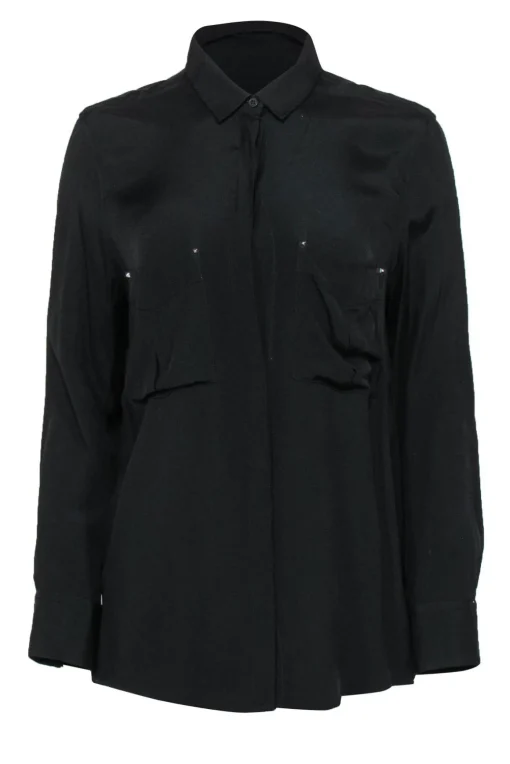 IRO - Black Oversized Button-Up Blouse w/ Studs Sz 8