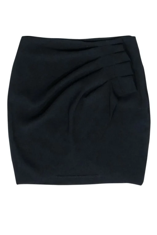 IRO - Black Pleated Ruched Tulip Front Skirt Sz 6