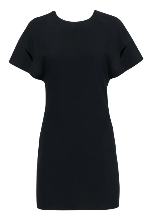 IRO - Black Short Sleeve Mini V-Back Dress Sz 4