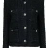 IRO - Black Sparkly Structured Tweed Jacket w/ Silver Buttons Sz 10