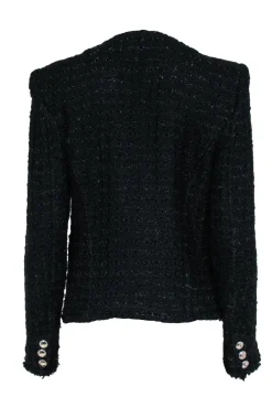 IRO - Black Sparkly Structured Tweed Jacket w/ Silver Buttons Sz 10