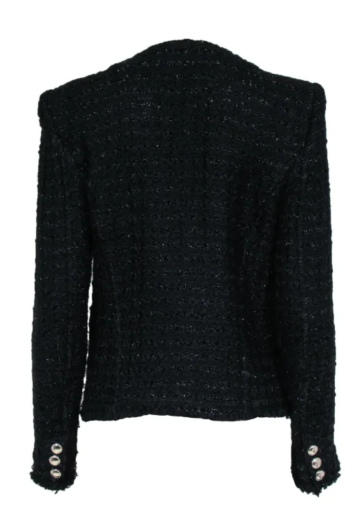IRO - Black Sparkly Structured Tweed Jacket w/ Silver Buttons Sz 10
