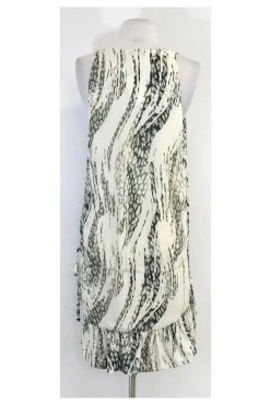 IRO - Green & Cream Abstract Print Silk Sleeveless Dress Sz 10