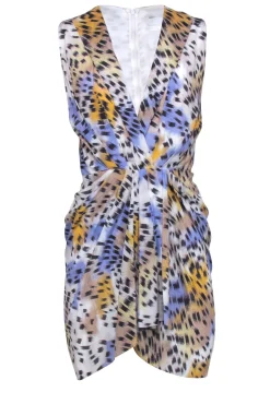 IRO - Ivory w/ Blue & Orange Abstract Print Sleeveless Dress Sz 2