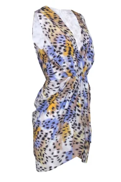 IRO - Ivory w/ Blue & Orange Abstract Print Sleeveless Dress Sz 2