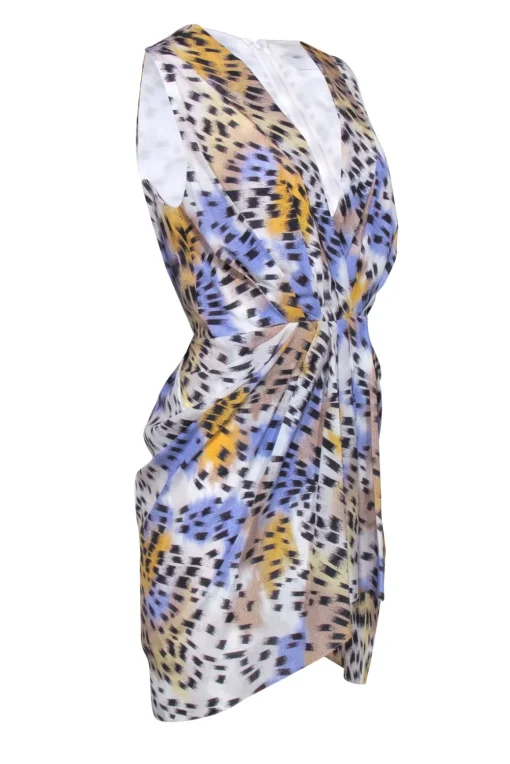 IRO - Ivory w/ Blue & Orange Abstract Print Sleeveless Dress Sz 2