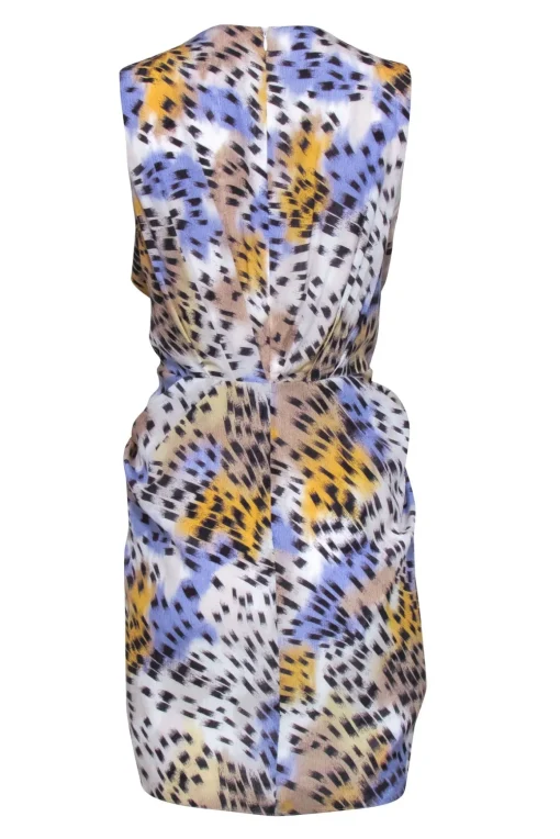IRO - Ivory w/ Blue & Orange Abstract Print Sleeveless Dress Sz 2