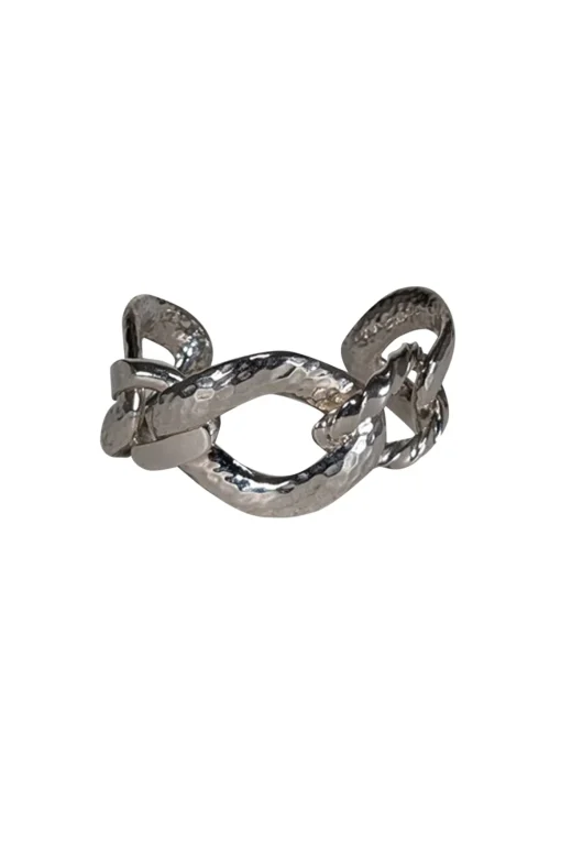 IRO - Silver Hammered Chain Style Cuff Bracelet