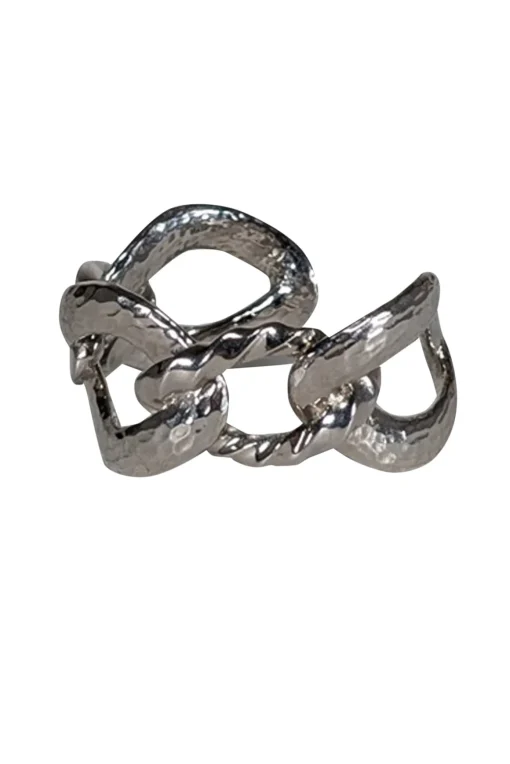 IRO - Silver Hammered Chain Style Cuff Bracelet