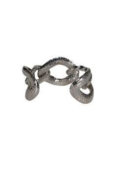 IRO - Silver Hammered Chain Style Cuff Bracelet