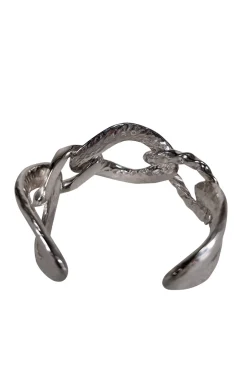 IRO - Silver Hammered Chain Style Cuff Bracelet