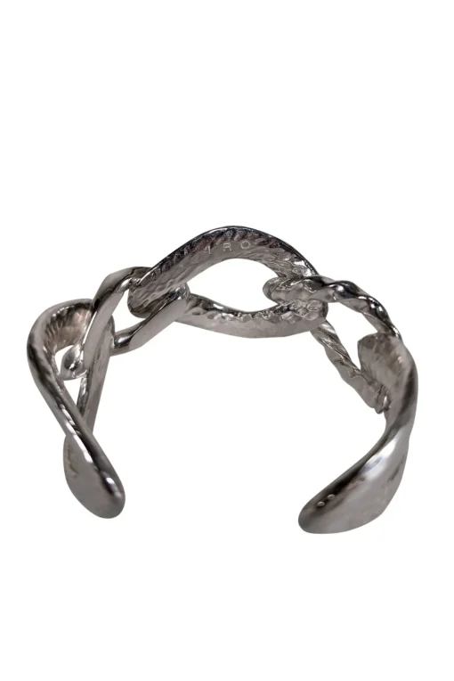 IRO - Silver Hammered Chain Style Cuff Bracelet