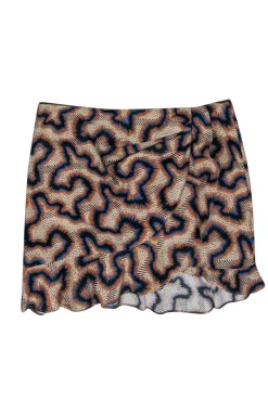 Isabel Marant - Beige, Blue & Orange Patterned Cotton Blend Skirt Sz 8