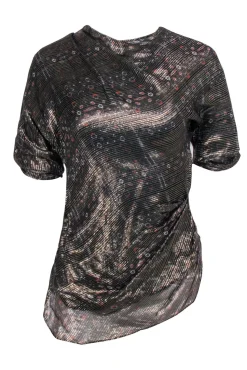 Isabel Marant - Black & Gold Striped Patterned Three Quarter Sleeve Blouse Sz 8