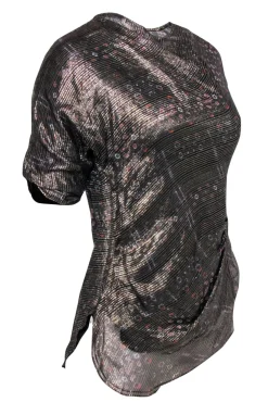 Isabel Marant - Black & Gold Striped Patterned Three Quarter Sleeve Blouse Sz 8