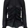 Isabel Marant - Black Long Sleeve Blouse w/ Front Ruffle Sz 2