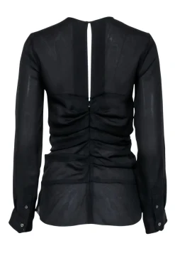 Isabel Marant - Black Long Sleeve Blouse w/ Front Ruffle Sz 2