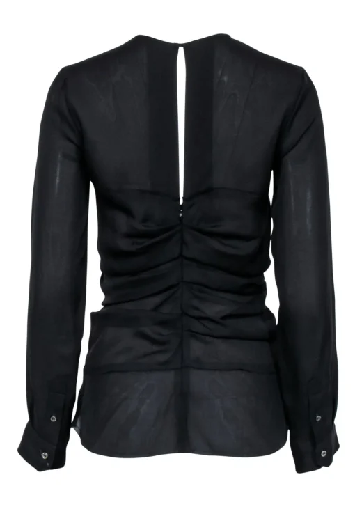 Isabel Marant - Black Long Sleeve Blouse w/ Front Ruffle Sz 2