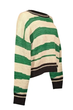 Isabel Marant - Green, Cream, & Black Striped Alpaca Blend Sweater Sz 12