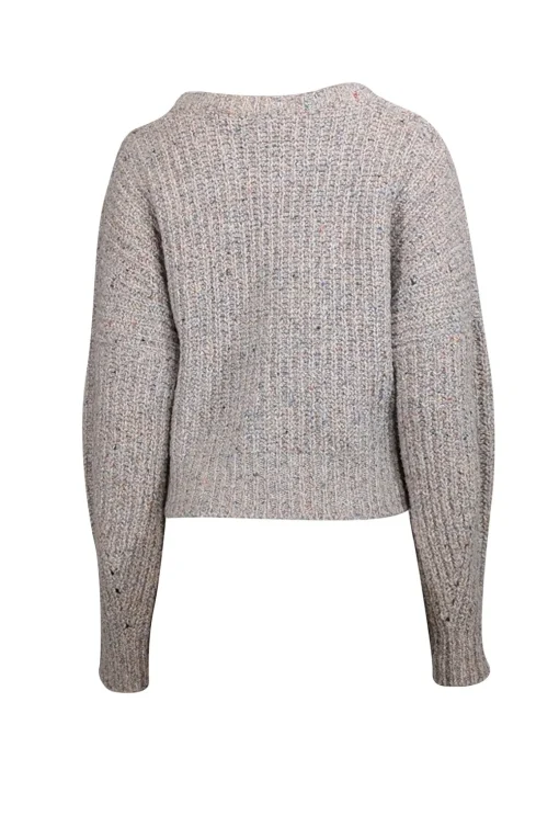 Isabel Marant - Oatmeal Beige & Multicolor Speckled Wool Blend Swearer Sz 8