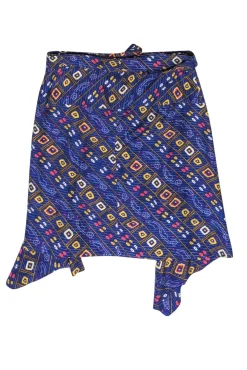 Isabel Marant - Purple & Multi Colored Printed Silk Wrap Skirt  w/ Tie Sz 6