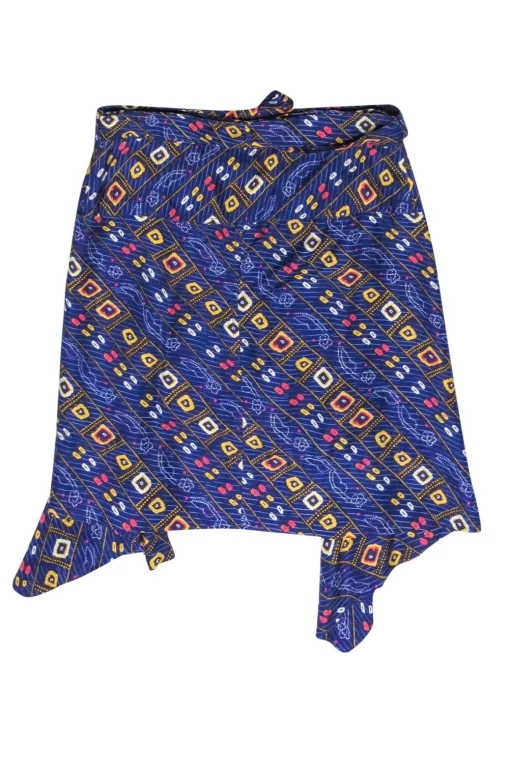 Isabel Marant - Purple & Multi Colored Printed Silk Wrap Skirt  w/ Tie Sz 6