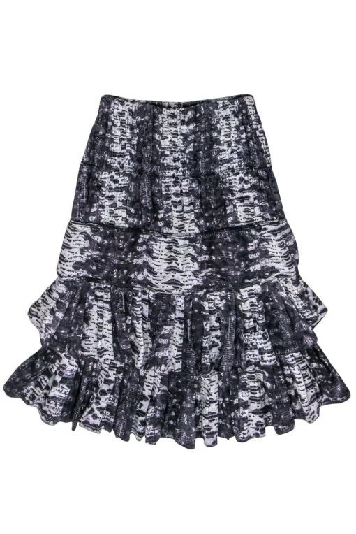 Isabel Marant - Purple Snakeskin Printed Tiered Skirt Sz 4