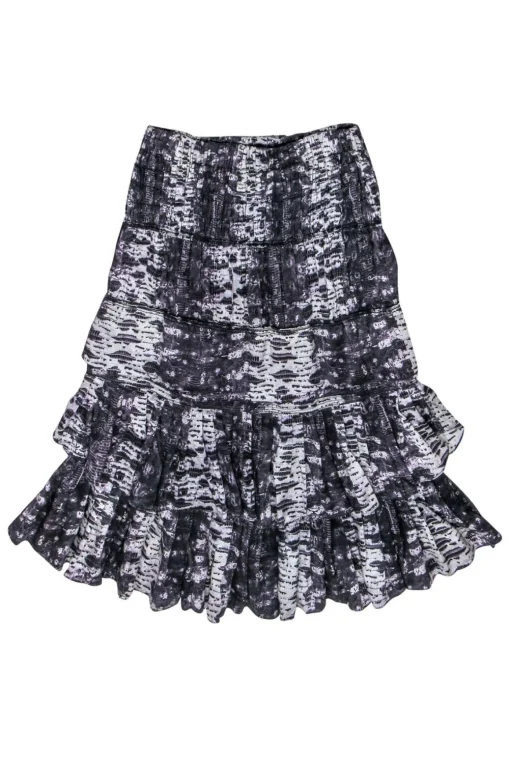 Isabel Marant - Purple Snakeskin Printed Tiered Skirt Sz 4