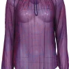 Isabel Marant - Red & Blue Sheer Silk "Dao" Blouse Sz 6