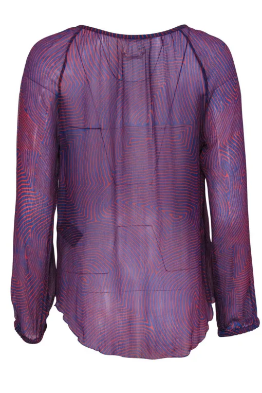 Isabel Marant - Red & Blue Sheer Silk "Dao" Blouse Sz 6