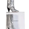 Isabel Marant - Silver Metallic Embossed Leather "Locky" Boots Sz 6