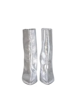 Isabel Marant - Silver Metallic Embossed Leather "Locky" Boots Sz 6