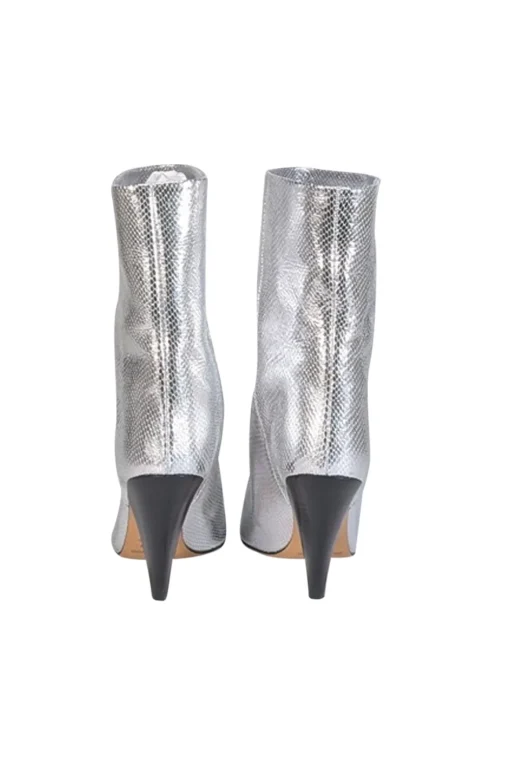 Isabel Marant - Silver Metallic Embossed Leather "Locky" Boots Sz 6