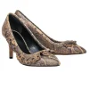 Isabel Marant - Tan & Brown Snakeskin-Embossed Leather Pumps w/ Ruffle Sz 6