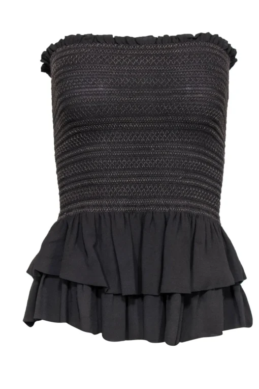 Isabel Marant - Taupe Tube Top w/ Smocking & Peplum Hem Sz 4