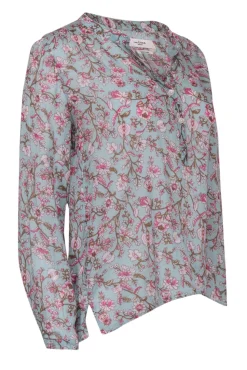 Isabel Marant Etoile - Blue Long Sleeve Blouse w/ Pink Floral Print Sz S