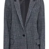Isabel Marant Etoile - Charcoal, Black & Maroon Houndstooth Buttoned Wool Coat Sz 4