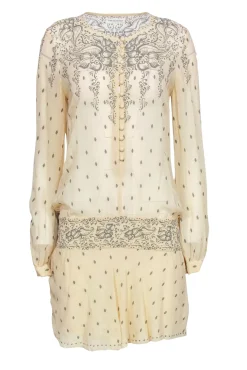 Isabel Marant Etoile - Cream & Grey Floral Print Drop Waist Dress Sz L
