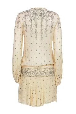 Isabel Marant Etoile - Cream & Grey Floral Print Drop Waist Dress Sz L