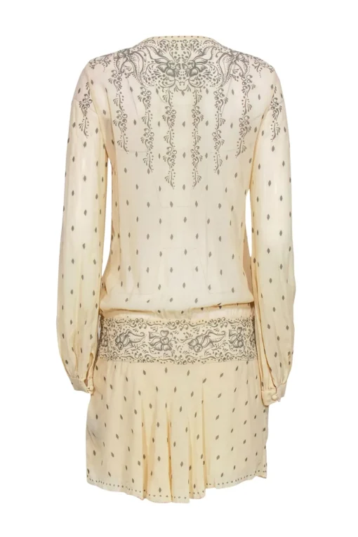 Isabel Marant Etoile - Cream & Grey Floral Print Drop Waist Dress Sz L