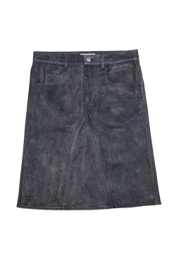 Isabel Marant Etoile - Dark Grey Lamb Leather  'Fiali' Skirt Sz L