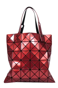 Issey Miyake - Red Metallic Geometric Paneled "Lucent" Tote Bag