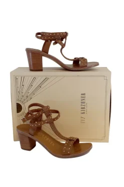 Ivy Kirzhner - Cognac Olympian Studded Sandal Heels Sz 8