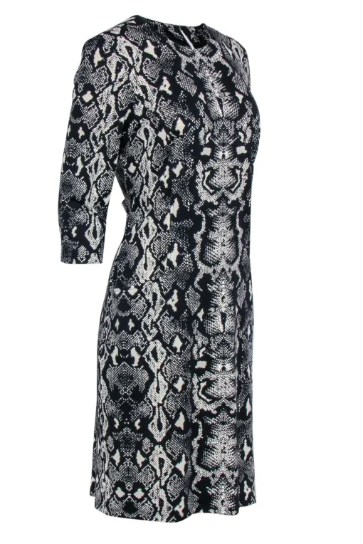 J. McLaughlin - Black & White Snake Print Dress Sz L
