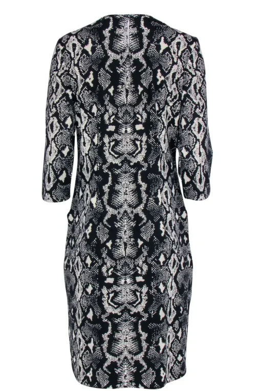 J. McLaughlin - Black & White Snake Print Dress Sz L