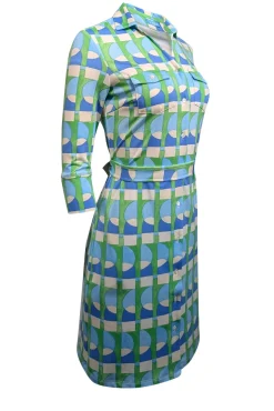 J. McLaughlin - Green, Blue, & Cream Geometric Print