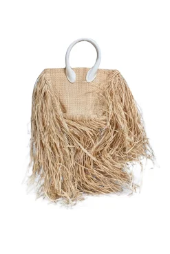 Jacquemus - Beige & White Raffia Woven Calfskin Le Petit Baci Handbag