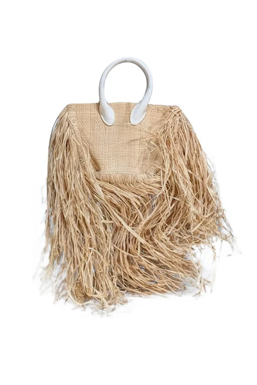 Jacquemus - Beige & White Raffia Woven Calfskin Le Petit Baci Handbag