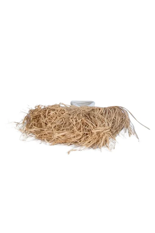 Jacquemus - Beige & White Raffia Woven Calfskin Le Petit Baci Handbag